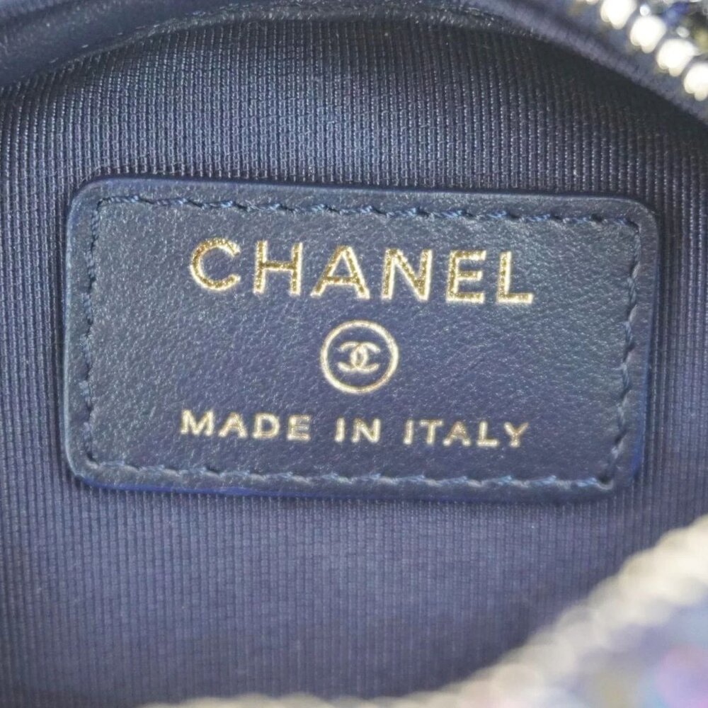 Chanel  Round Tweed Chain Clutch Crossbody Bag Blue - Picture 12 of 13